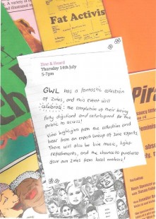 Photo of zines from GWL's collection