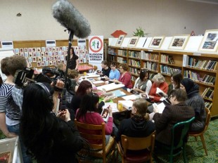 BBC crew filming at GWL for the Culture Show World Book Night Special, 2011