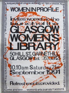 Glasgow Women's Library launch poster, 1991