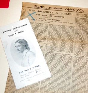 Detail showing memorial notices from Josephine Butler Society archives