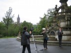 Filming the video podcast in Kelvingrove Park