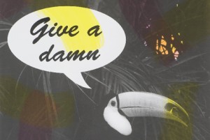 "Give a Damn" - detail from Ciara Phillips' screenprint 'Advice-giver'