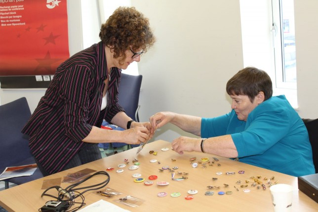 Packing the badges for safe keeping in the GWL archive