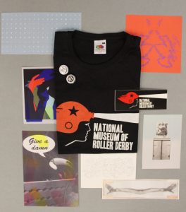 21 Revs Set - Postcards, Roller Derby T-Shirt and Sticker, two small GWL Badges: £20