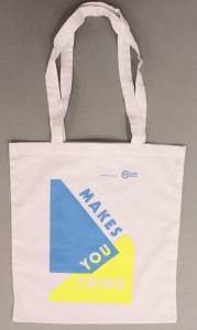 blue and yellow tote bag