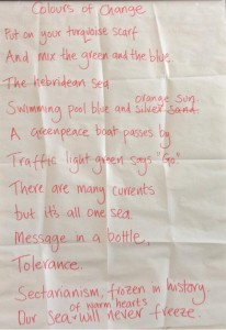 'Colours of Change' - a group-written poem from a Mixing the Colours workshop in Brora.