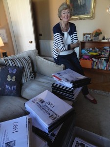 Clare Henry with bound articles