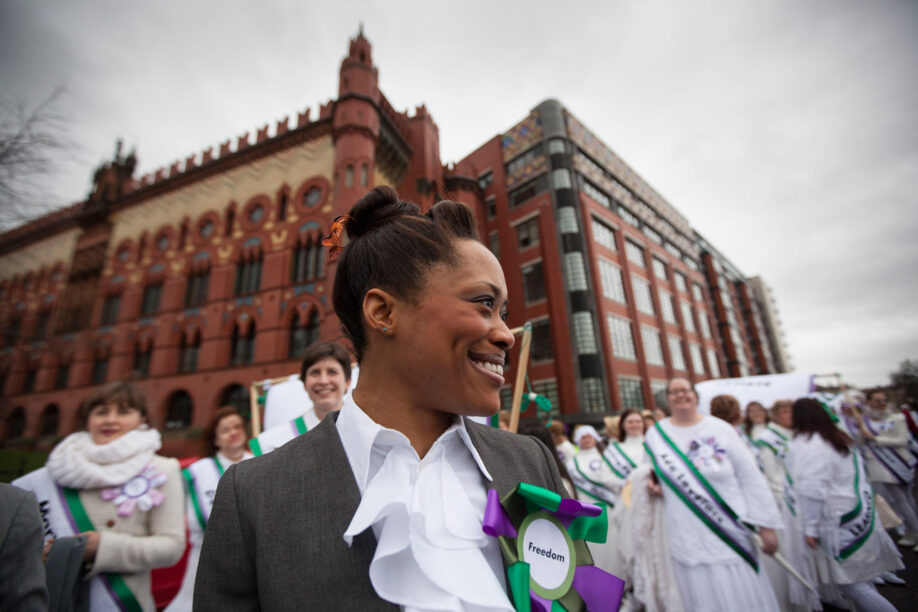 Patricia Panther as 'Woman' leading the March Of Women on 7th March 2015
