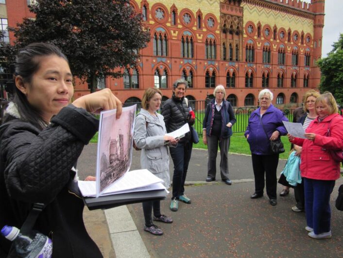 Photo of women outside the Templeton Building on the East End Women's Heritage Walk