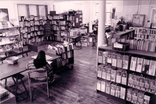 Shelves and tables in the 109 Trongate premises, 1990s