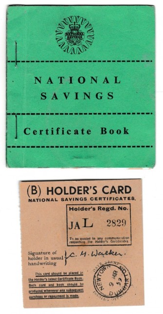 National Savings book and card