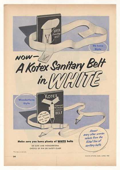 Kotex Sanitary Belts Trade Advertisement (1952)