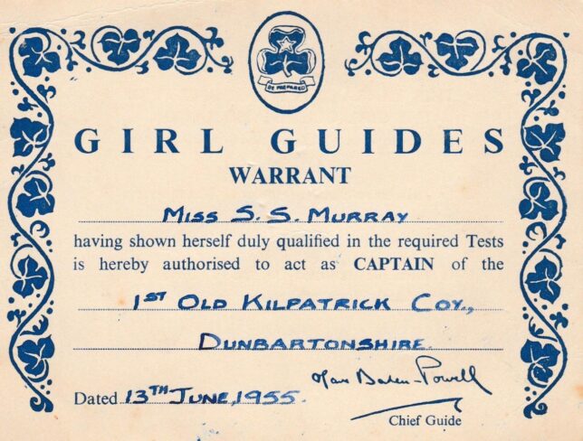 Girl Guide Warrant, 1953