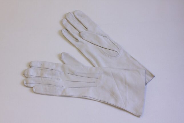 White leather kid gloves