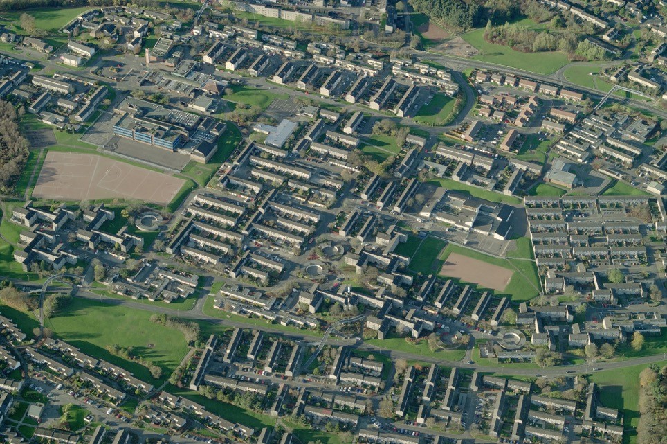 Birds eye view of town planning.