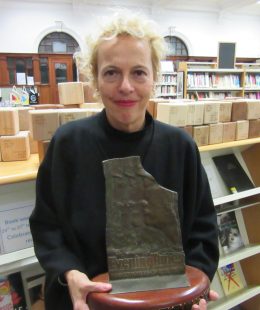 Adele Patrick with the Scotswoman of the Year award-award