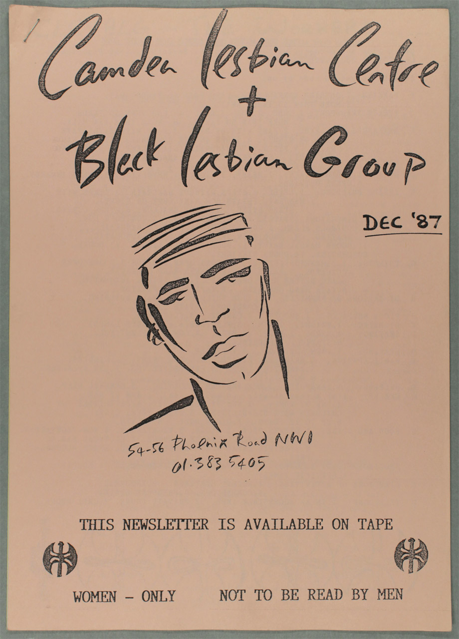 Camden Lesbian Centre and Black Lesbian Group Newsletter, unknown designer, December 1987