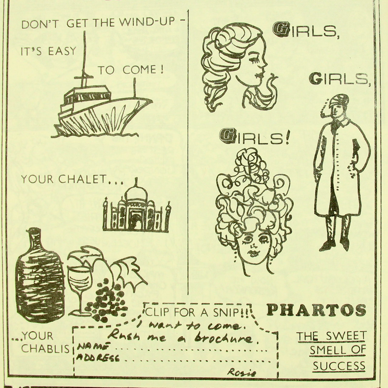 'Holiday in Phartos' Sappho advertisement detail
