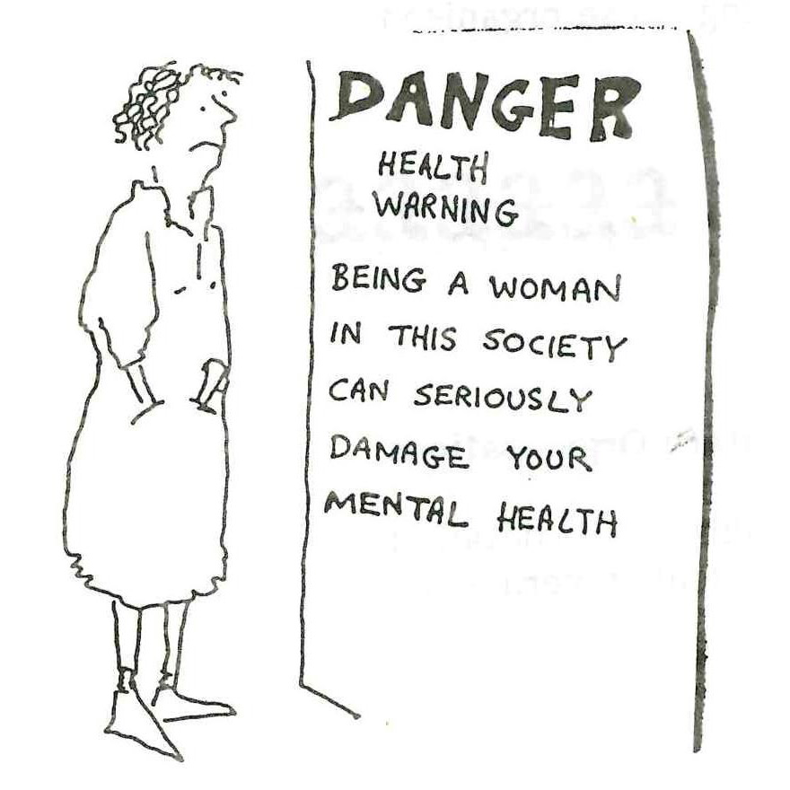 Danger - Health Warning. Illustration, Scottish Women’s Aid newsletter, Autumn 1987, page 22.