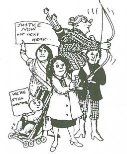 Justice Now. Illustration, Scottish Women’s Aid newsletter, June 1985, page 20.