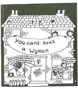 You Can’t Beat a Woman. Illustration, Scottish Women’s Aid newsletter, June 1985, page 40.