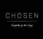Film logo. The word CHOSEN in capital letters in white writing on a black background. Underneath the text 'Custody of the eyes'.