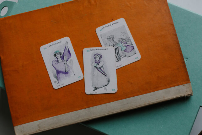 Panko or Votes for Women (The Great Card Game Suffragists v. Anti-Suffragists) (2010.76). 48 playing cards, featuring cartoons by E.T. Reed of Punch magazine, c.1910. 