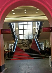 Staircase Installation portrait of Muriel Spark, at the National Library of Scotland