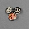Set of three badges, each different (each set unique)