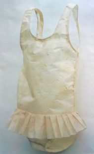 Child's paper swimsuit, made for Tiny Territories exhibition by Caroline Christie