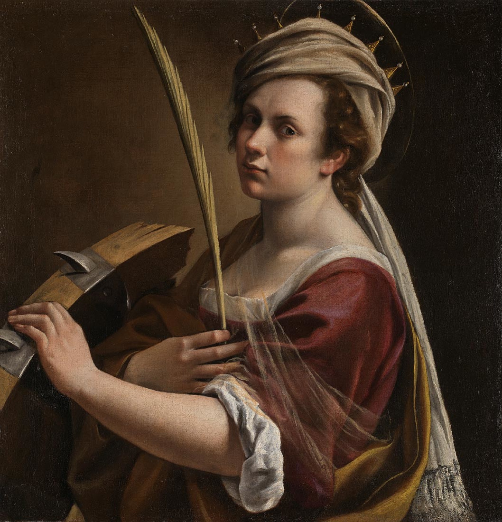 Artemisia Gentileschi. Self Portrait as Saint Catherine of Alexandria. Credit: © The National Gallery, London. Bought with the support of the American Friends of the National Gallery, the National Gallery Trust, Art Fund (through the legacy of Sir Denis Mahon), Lord and Lady Sassoon, Lady Getty, Hannah Rothschild CBE, Dr Anita Klesch, Mr A Gary Klesch and other donors including those who wish to remain anonymous, 2018.
