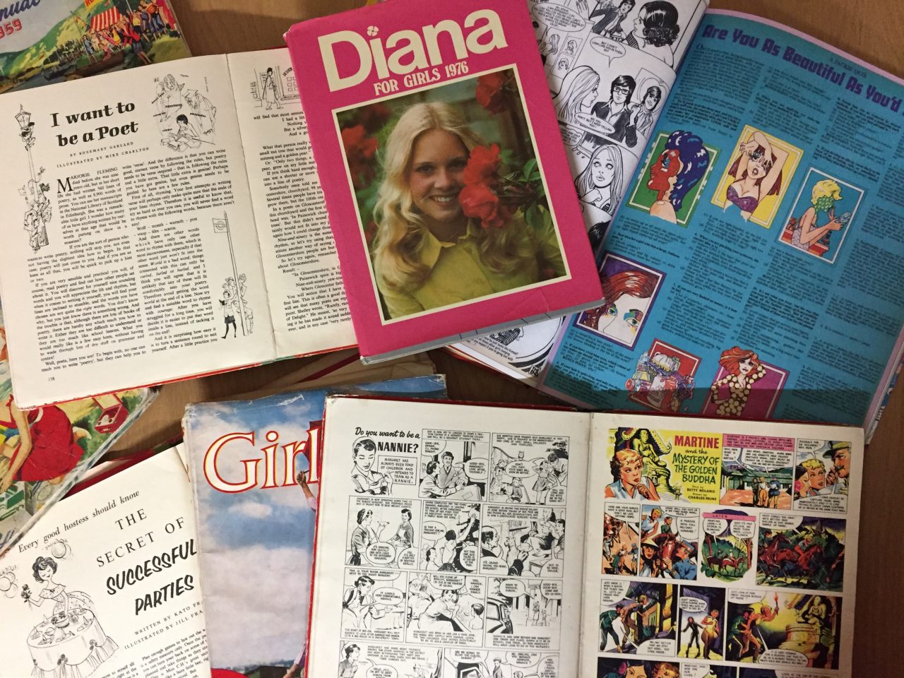 Girls annuals from the GWL collection such as Diana, Girls, Jackie