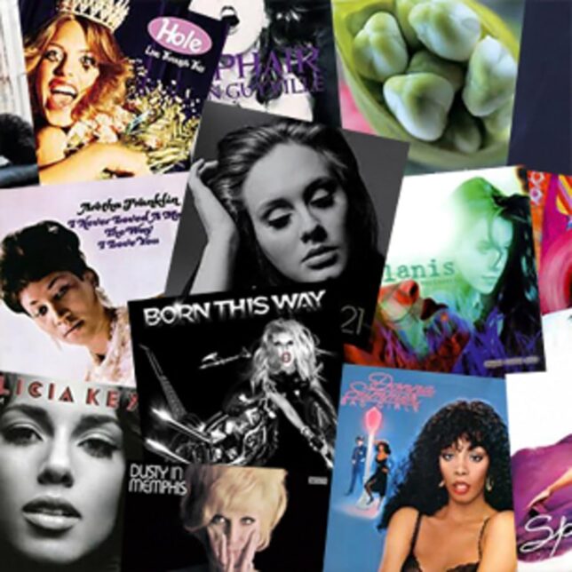 Collage of albums by female artists