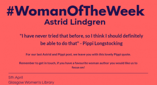 Pink background with big, blue letters that read ""I have never tried that before, so I think I should definitely be able to do that" Pippi Longstocking. For our last Pippi/Astrid post, we will just leave you with this lovely Pippi quote. You are welcome!"