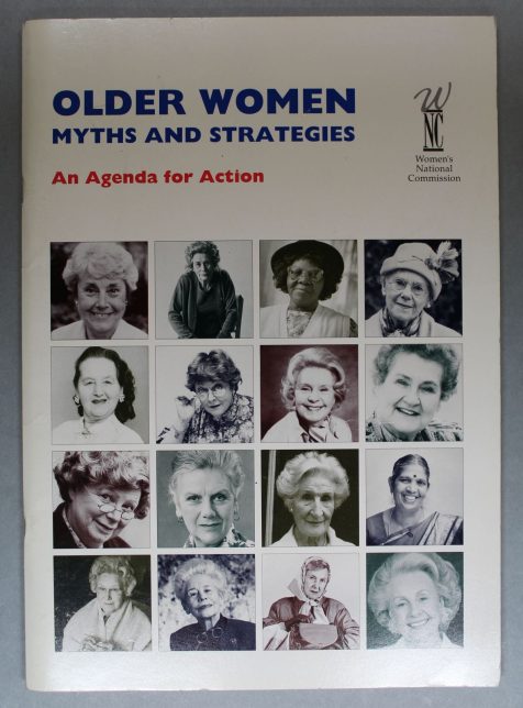 A book featuring lots of smaller images of older women on its cover.