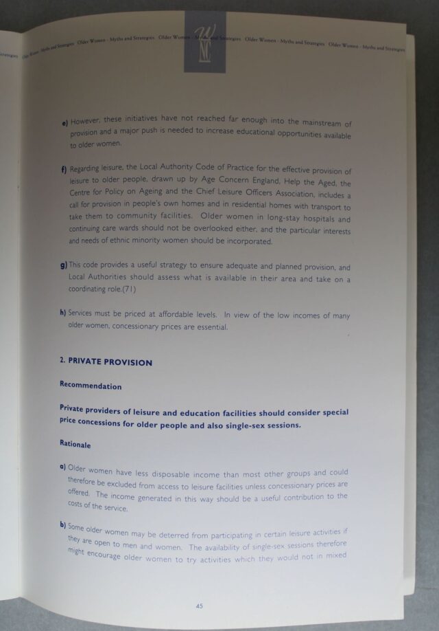 A page from Older Women: Myths and Strategies