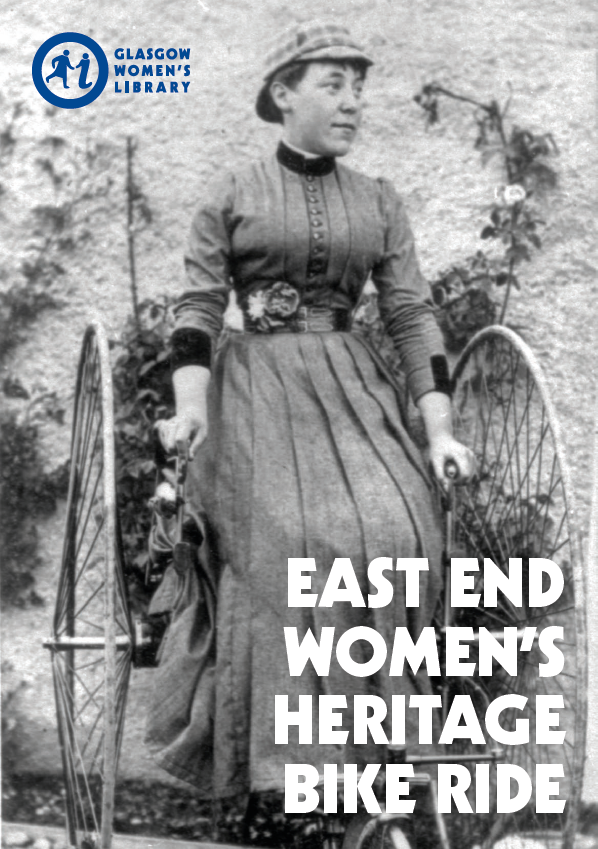 Cover of GWL East End Bike Ride Map, featuring a 1880s photograph of a woman riding a tricycle