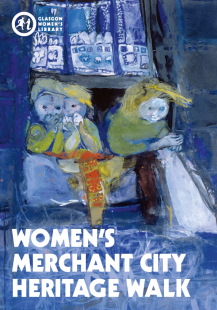 Click to download the Women of the Merchant City Heritage Walk Map (Image is the cover of the GWL Merchant City map, featuring a vibrant painting by Joan Eardley