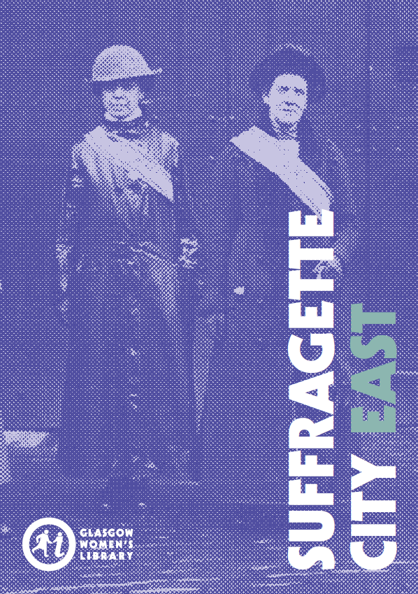 Cover of Suffragette City East Trail Map, featuring two suffragettes in raincoats and sashes