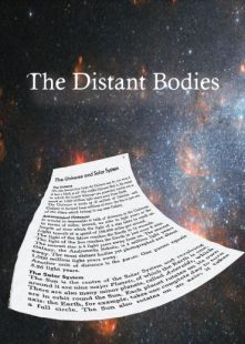 A page from a book floating in space. 'The Distant Bodies' is the title at the top of the image.