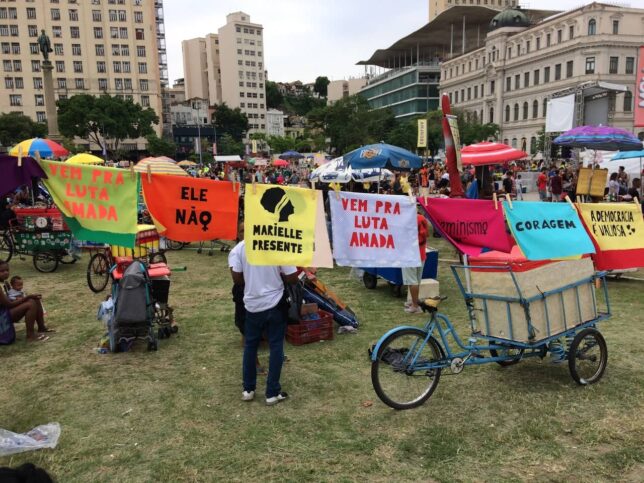 Image taken by Adele on her Clore Fellowship Leadership journey in Rio de Janeiro of women memorializing the murdered politician Marielle Franco 