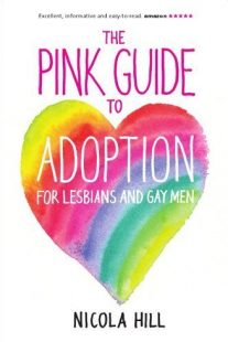 Cover of the Pink Guide book. The heading is in pink capital letters on a white background, and in the centre there is a giant rainbow coloured heart.