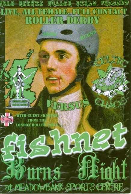 Roller Derby programme for "Fishnet Burns Night" featuring Auld Reekie Roller Girls' Highland Heathens vs Celtic Chaos