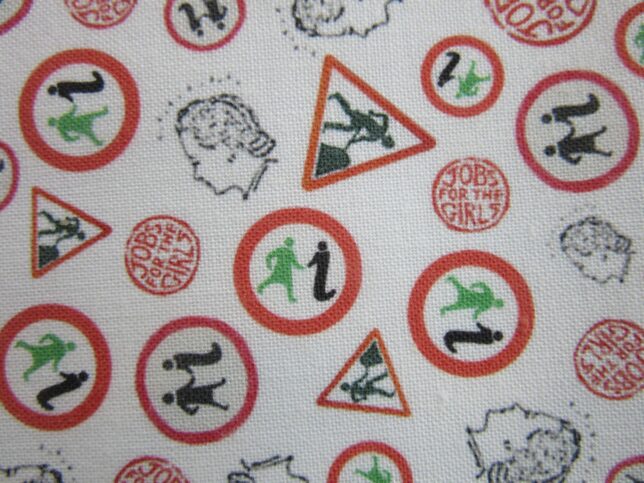 Patterned fabric design for our GWL facemasks, with different logos from GWL history in red, green and black on a white background.