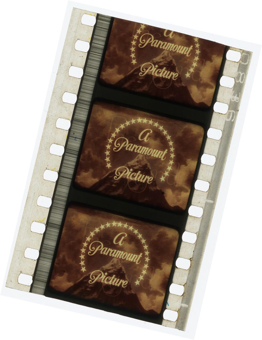 Paramount Pictures logo - 35mm film strip, donated by Thomas McGoran (Glasgow projectionist), courtesy of Cinema and Culture in 1930s Britain collection, Lancaster University Special Collection