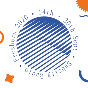 Subcity's blue circular logo with Fresher's Week 2020 banner featuring the dates 14th September to 20th September.