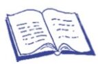 a sketch of an open book. blue outline on white background