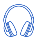 a sketch of headphones. blue outline on white