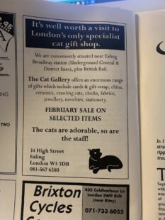 Shop advert for The Cat Gallery.