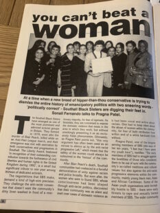 Article on the Southall Black Sisters based around racism and domestic violence found in Shebangs magazine issue 1